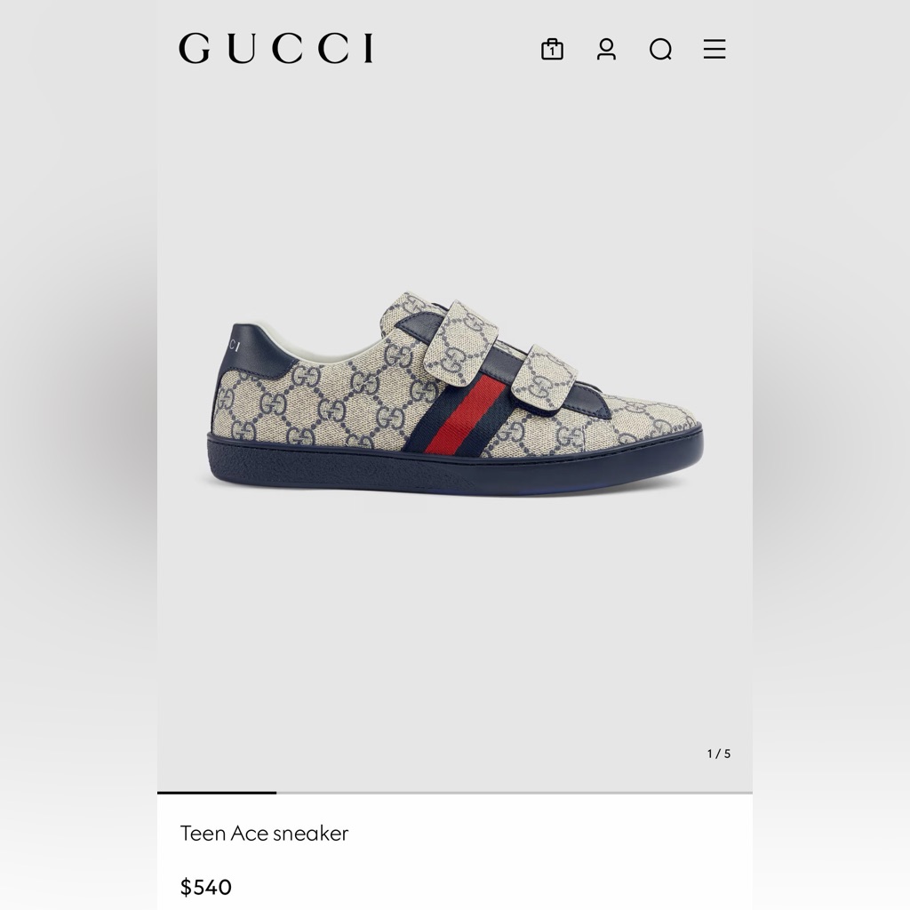 Gucci Teen Ace Sneakers Gg Supreme Size 34 It